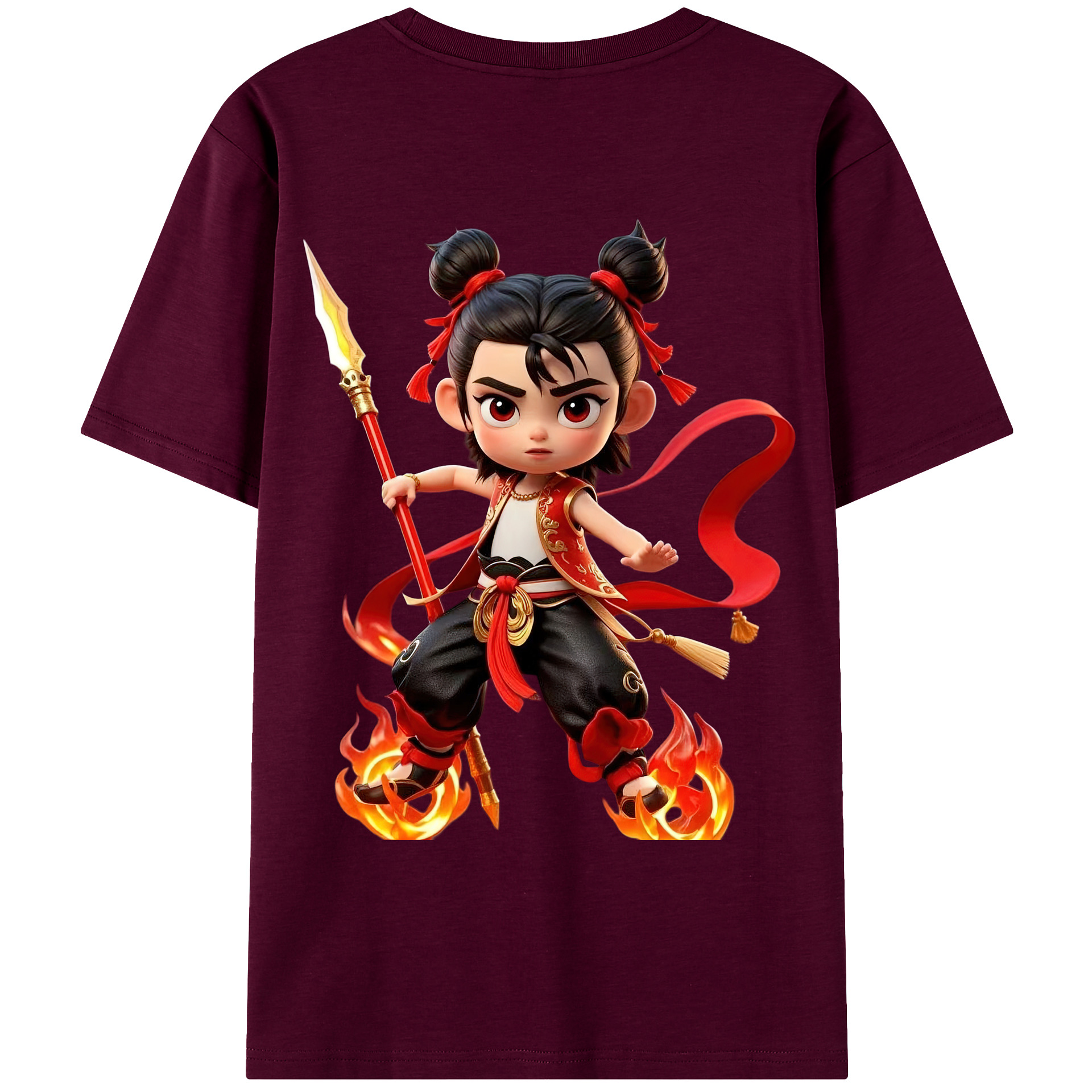 （画像用） Ne Zha 2 ナタ 魔童の大暴れ レディース半袖Tシャツ(バックプリント)